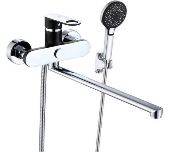 Смеситель для ванны однорычажный ViEiR латунный с длинным изливом, черный с хромом V043541-C 1