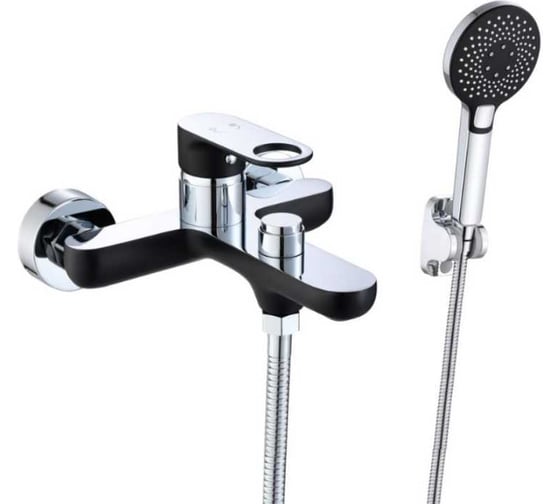 Смеситель для ванны однорычажный ViEiR латунный с коротким изливом, черный с хромом V043531-C 1