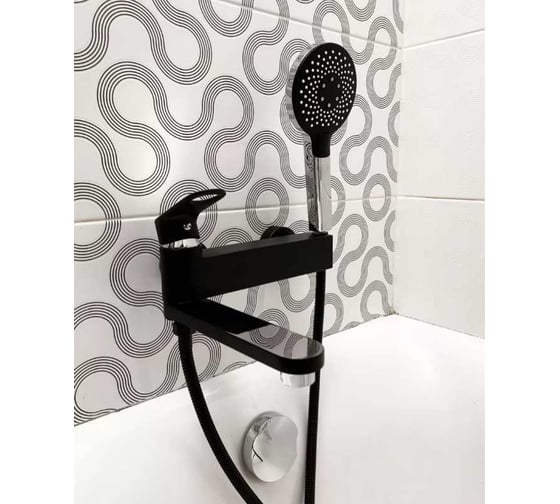 Смеситель для ванны однорычажный ViEiR латунный с поворотным, коротким изливом, черный V043532-C 1