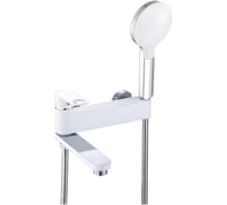 Смеситель для ванны однорычажный ViEiR латунный с поворотным, коротким изливом, белый с хромом V043532-F