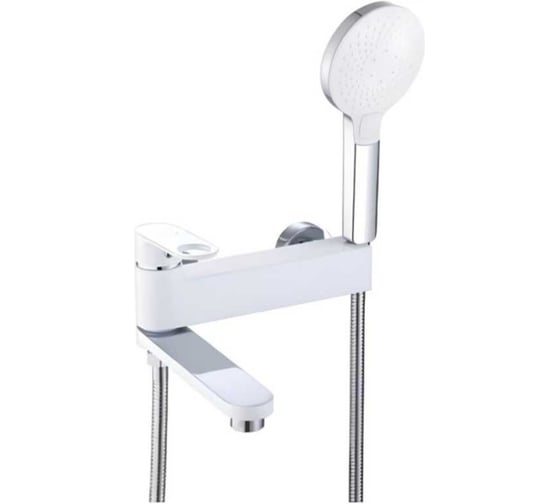 Смеситель для ванны однорычажный ViEiR латунный с поворотным, коротким изливом, белый с хромом V043532-F 1