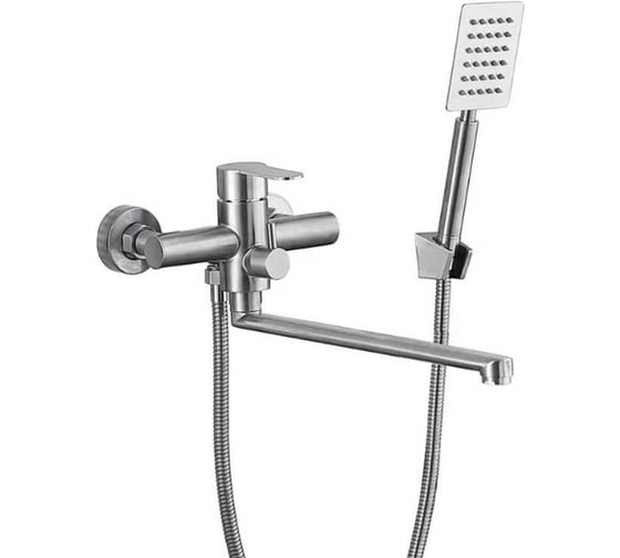 Смеситель для ванны однорычажный ViEiR с длинным изливом нержавеющая сталь, сатин V313541 1