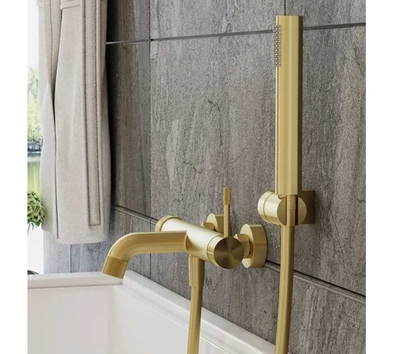 Смеситель для ванны однорычажный ViEiR матовое золото, премиальный акцент V403531-S 1