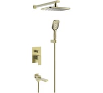 Встроенный смеситель для душа ViEiR на 3 режима матовое золото скрытый монтаж верхний и ручной душ V393563-S