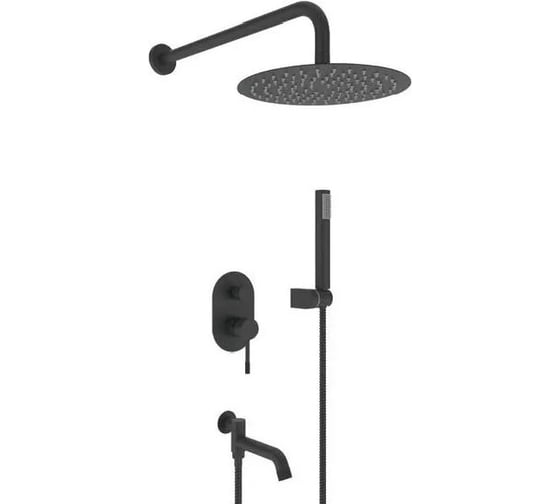 Встроенный смеситель для душа ViEiR на 3 режима черный скрытый монтаж верхний душ лейка и излив V403564-C 1