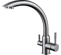 Смеситель для кухни под фильтр ViEiR высокий С-образный излив нержавеющая сталь, сатин для кухонной мойки V15024