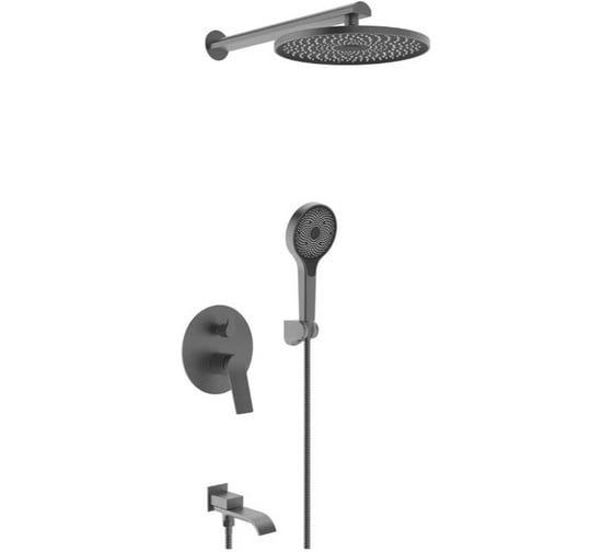Встроенный смеситель для душа ViEiR 3-функции, латунь, скрытый монтаж, верхний и ручной душ, графит V343563-G 1