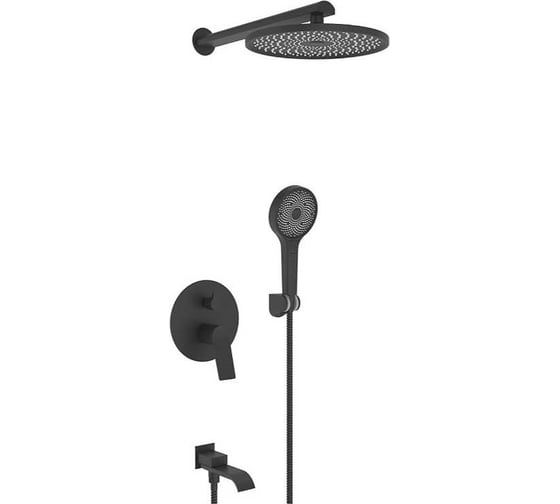 Встроенный смеситель для душа ViEiR 3-функции, латунь, скрытый монтаж, верхний и ручной душ, черный матовый V343563-C 1