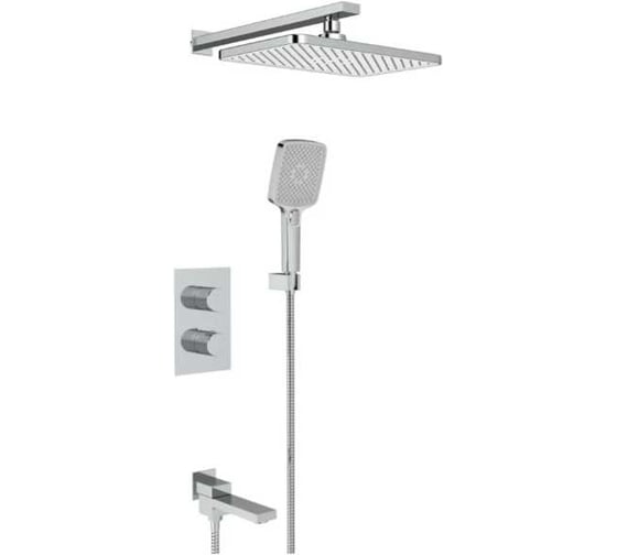 Встроенный смеситель для ванны термостатический ViEiR на 3 функции, хром, скрытый монтаж, с плоской панелью V25004-3 1