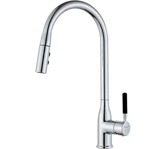 Смеситель для кухни однорычажный высокий ViEiR с выдвижной лейкой черный для кухонной мойки V15018-C 1