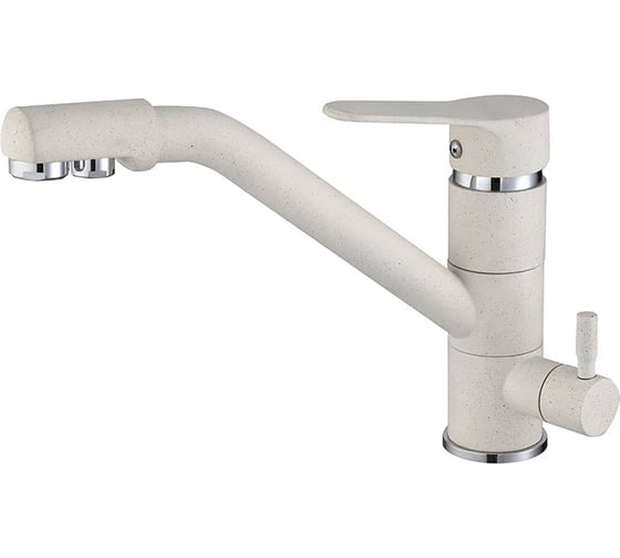 Смеситель для кухни под фильтр ViEiR низкий однорычажный латунь молочный белый с подключением к фильтру питьевой воды для кухонной мойки V15001-F1 1