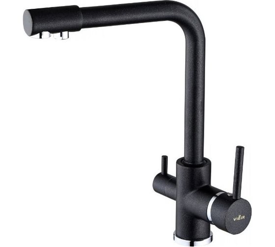 Смеситель для кухни под фильтр ViEiR однорычажный латунный высокий Г-образный излив антрацит для очищенной воды и мойки V15002-C2 1