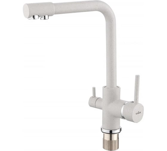 Смеситель для кухни под фильтр ViEiR однорычажный латунный высокий Г-образный излив молочно-белый для фильтрованной воды и мойки V15002-F1 1