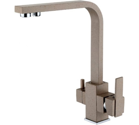 Смеситель для кухни под фильтр ViEiR однорычажный латунный высокий Г-образный излив светло-бежевый для кухни в теплых тонах V15004-B 1