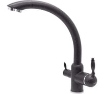 Смеситель для кухни под фильтр ViEiR однорычажный латунный высокий С-образный излив черный оникс для дизайнерской кухни V15003-C1