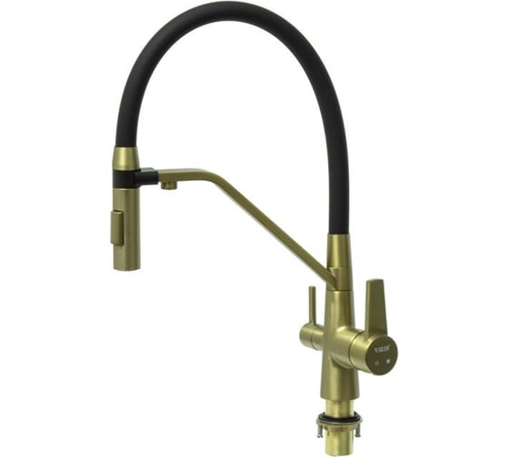 Смеситель для кухни под фильтр ViEiR с магнитным держателем гибкого шланга матовое золото/черный для кухонной мойки V15007S-X 1