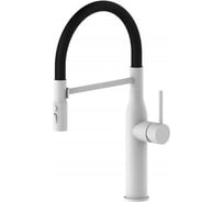 Смеситель для кухни ViEiR с гибким магнитным изливом, высокий поворотный носик, белый/черный V15055-F