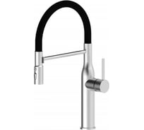 Смеситель для кухни ViEiR с гибким магнитным изливом, высокий поворотный носик, сатин/черный V15055