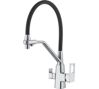 Смеситель для кухни ViEiR с гибким шлангом и под фильтр, латунь, отдельный канал питьевой воды, хром+черный V353525
