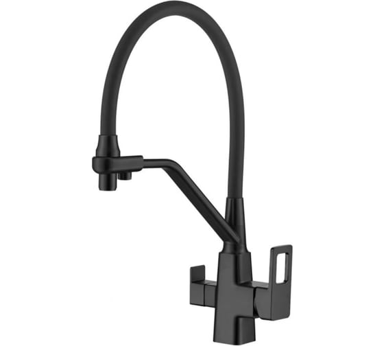 Смеситель для кухни ViEiR с гибким шлангом и под фильтр, латунь, отдельный канал питьевой воды, черный матовый V353525-C 1