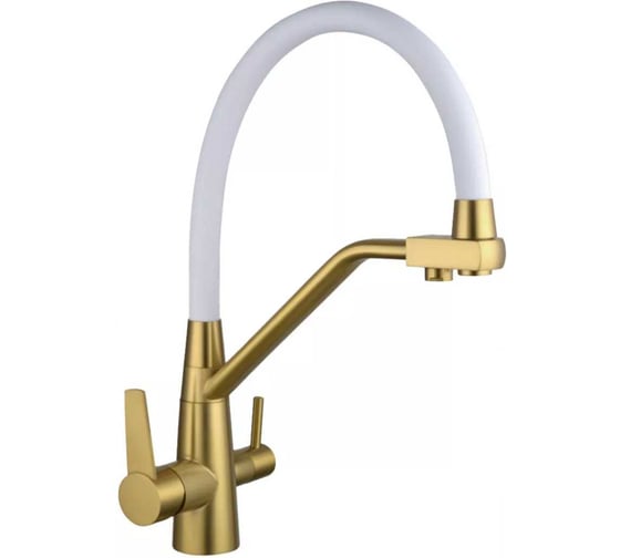 Смеситель для кухни ViEiR с гибким шлангом и подключением к фильтру матовое золото/белый для кухонной мойки N15007-S 1
