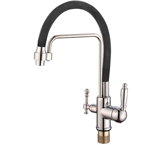 Смеситель для кухни ViEiR с гибким шлангом и подключением фильтра сатин/серый для мойки с направляемой струей и фильтрованной водой V15006-G 1