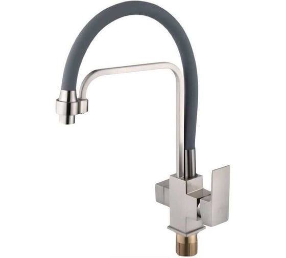 Смеситель для кухни ViEiR с гибким шлангом и подключением фильтра сатин/серый для удобного мытья посуды и питьевой воды V15005-G 1