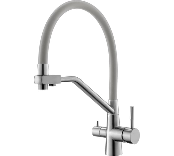 Смеситель для кухни ESKO R-излив нержавеющая сталь, с подключением к фильтру, серый арт. K25G 1