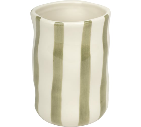 Стакан для зубных щеток Zenfort Ривьера, керамика, зелёная полоска 106438 1