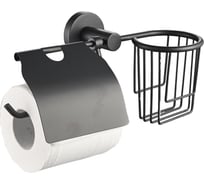 Держатель для туалетной бумаги с подставкой для дезодоранта Zenfort 20545, закрытый, чёрный 102029