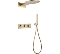 Душевая система ABBER Wasser Kreis скрытого монтажа без излива, термостат, золото матовое AF8151G