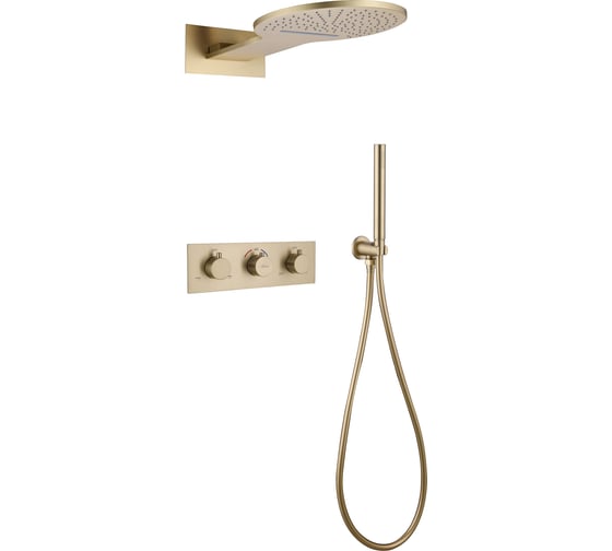 Душевая система ABBER Wasser Kreis скрытого монтажа без излива, термостат, золото матовое AF8151G 1
