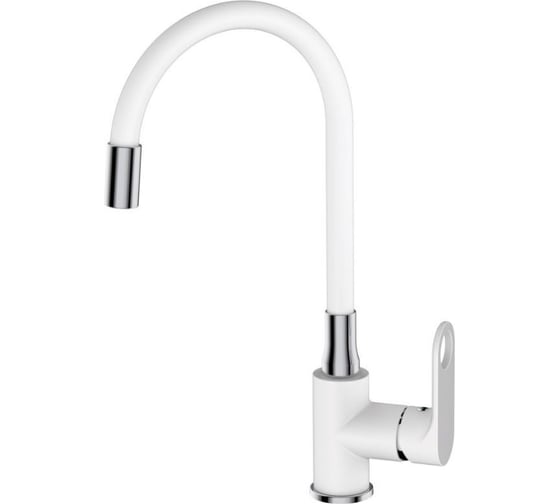 Смеситель для кухни однорычажный ViEiR латунный с гибким изливом, белый V043521-F 1