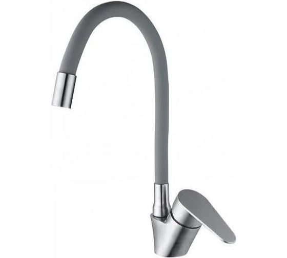 Смеситель для кухни однорычажный ViEiR нержавеющая сталь, с гибким изливом, сатин/серый V15046-H 1