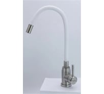 Смеситель для кухни однорычажный ViEiR нержавеющая сталь, с гибким изливом, сатин/белый V15047-F