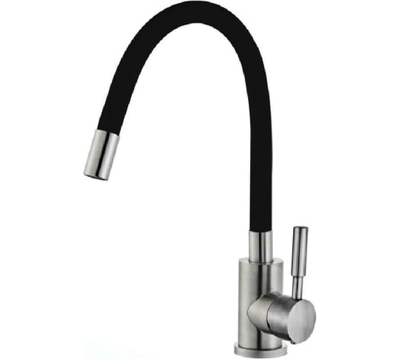 Смеситель для кухни однорычажный ViEiR нержавеющая сталь, с гибким изливом, сатин/черный V15031-C 1