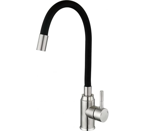 Смеситель для кухни однорычажный ViEiR нержавеющая сталь, с гибким изливом, сатин/черный V15047-C 1