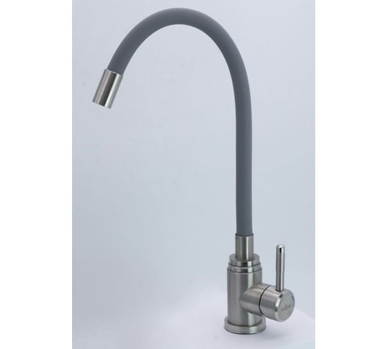 Смеситель для кухни однорычажный ViEiR нержавеющая сталь, с гибким изливом, сатин/серый V15047-H 1