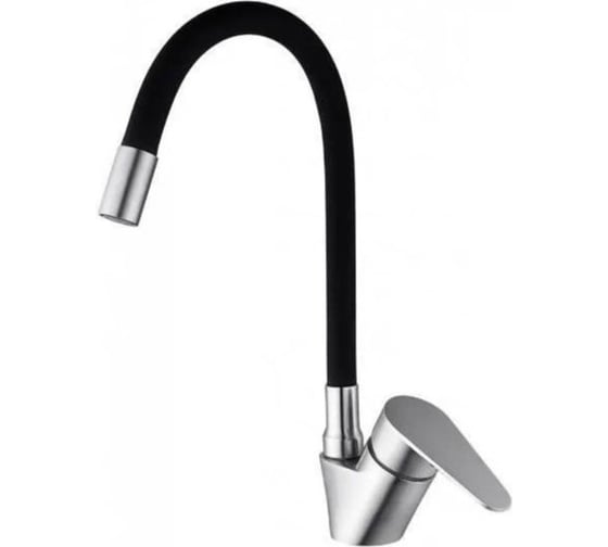 Смеситель для кухни однорычажный ViEiR нержавеющая сталь, с гибким изливом, сатин/черный V15046-C 1