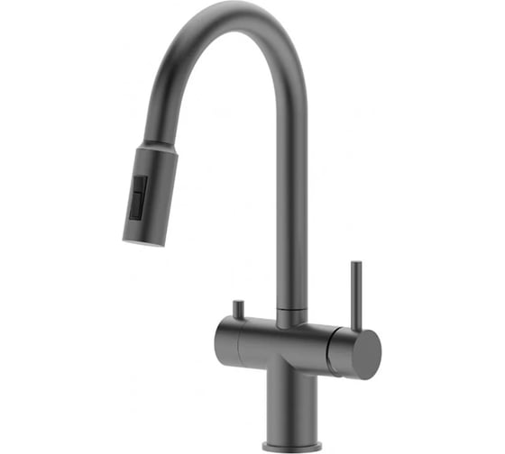 Смеситель для кухни однорычажный ViEiR с выдвижной лейкой и подключением фильтра, графит V15060-G 1