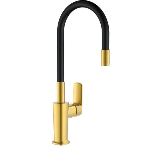 Смеситель для кухни однорычажный ViEiR с гибким изливом, латунь, матовое золото/черный V073524-S 1