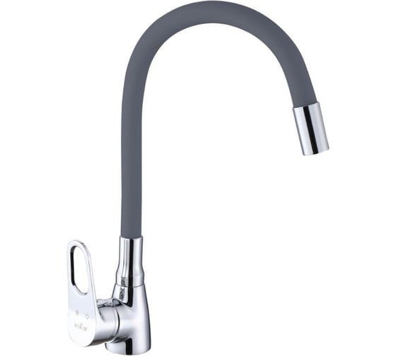 Смеситель для кухни однорычажный ViEiR с гибким изливом, латунь, серый/хром V023521-H 1