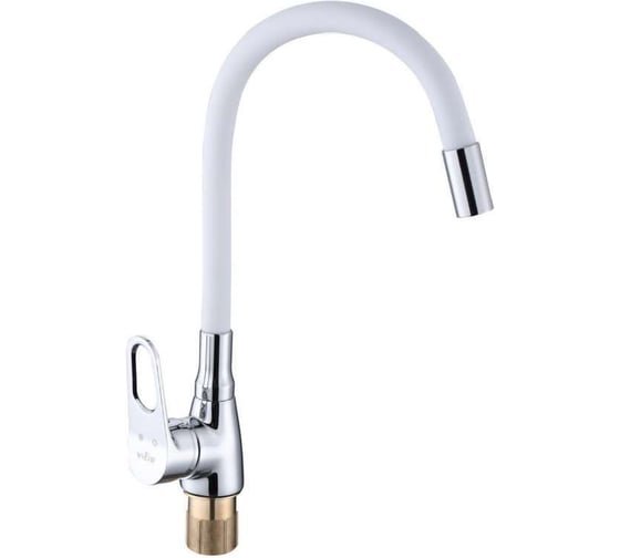 Смеситель для кухни однорычажный ViEiR с гибким изливом, латунь белый/хром V023521-F 1