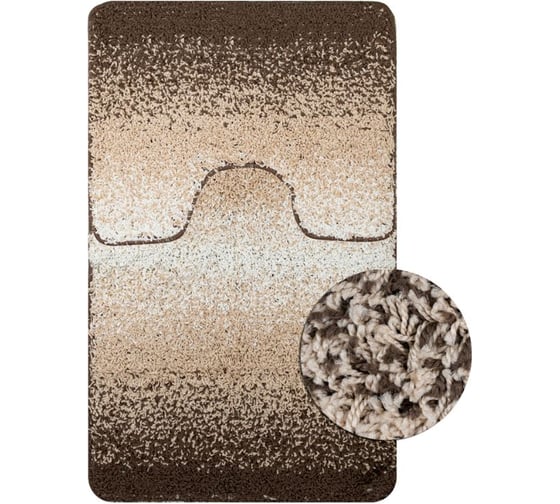Коврик в ванную САНАКС SHAGGY двойной, коричневый, переход, 60х100 + 50х60 см, полиэстер 00152 1