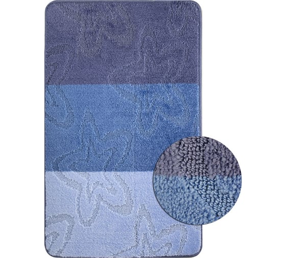 Коврик в ванную СИЛЬВЕР одинарный, ГОЛУБОЙ, 60х100 см, 100% полиэстер Санакс 00212