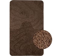Коврик в ванную ШАГГИ, двойной, КОРИЧНЕВЫЙ, 60х100 + 50х60 см, 100% полиэстер Санакс 00160