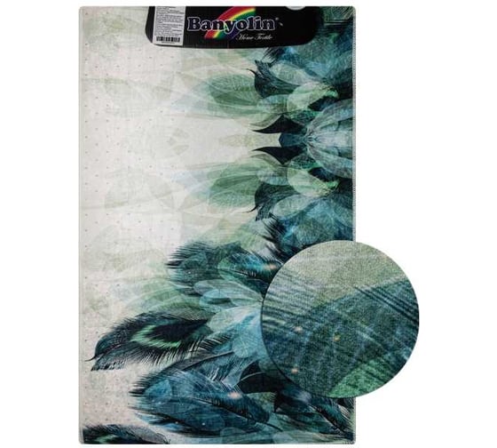 Коврик дизайнерский САНАКС, зелёные перья, одинарный, 550х900 мм 00838 1