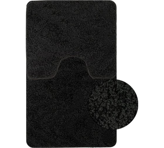 Коврик в ванную САНАКС SHAGGY, двойной, черный, 60х100 + 50х60 см, полиэстер 00162 1