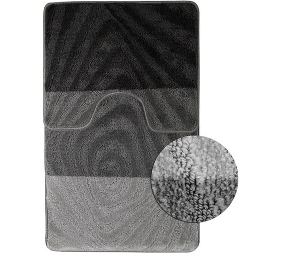Коврик в ванную САНАКС SILVER 202020 двойной, антрацит, 60х100 + 50х60 см, полиэстер 00230 1