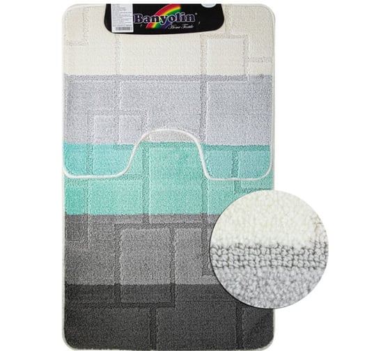 Коврик в ванную САНАКС SILVER 71 двойной, антрацит, 60х100 + 50х60 см, полиэстер 00249 1